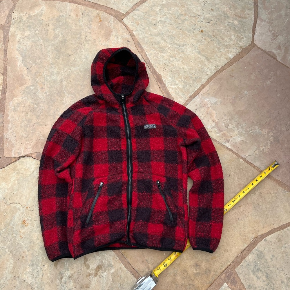 Polo Ralph Lauren Performance Buffalo Plaid Hooded Fleece Sherpa Jacket - Red